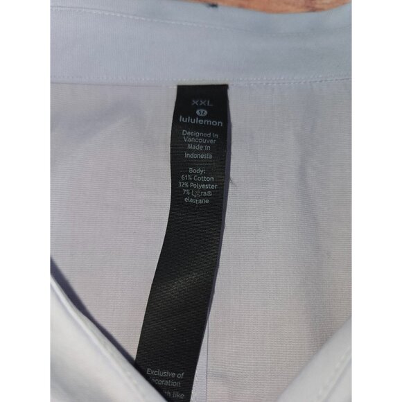 Lululemon Mens New Venture Slim Fit Shirt XXL Starch Blue - Picture 6 of 7